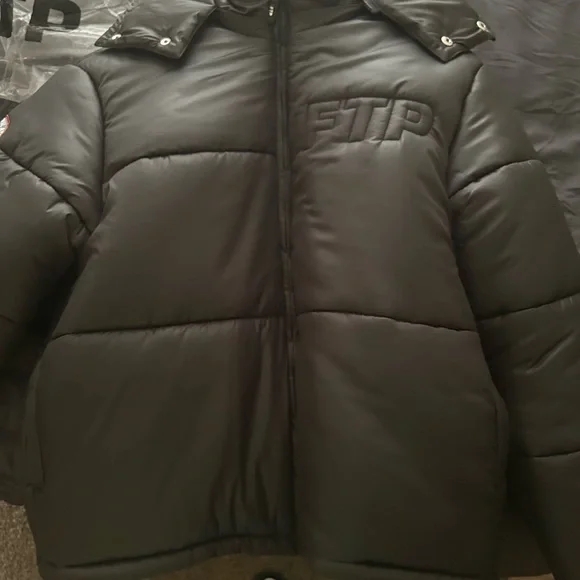 Black Puffer Jacket with Logo - Picture 2 of 10